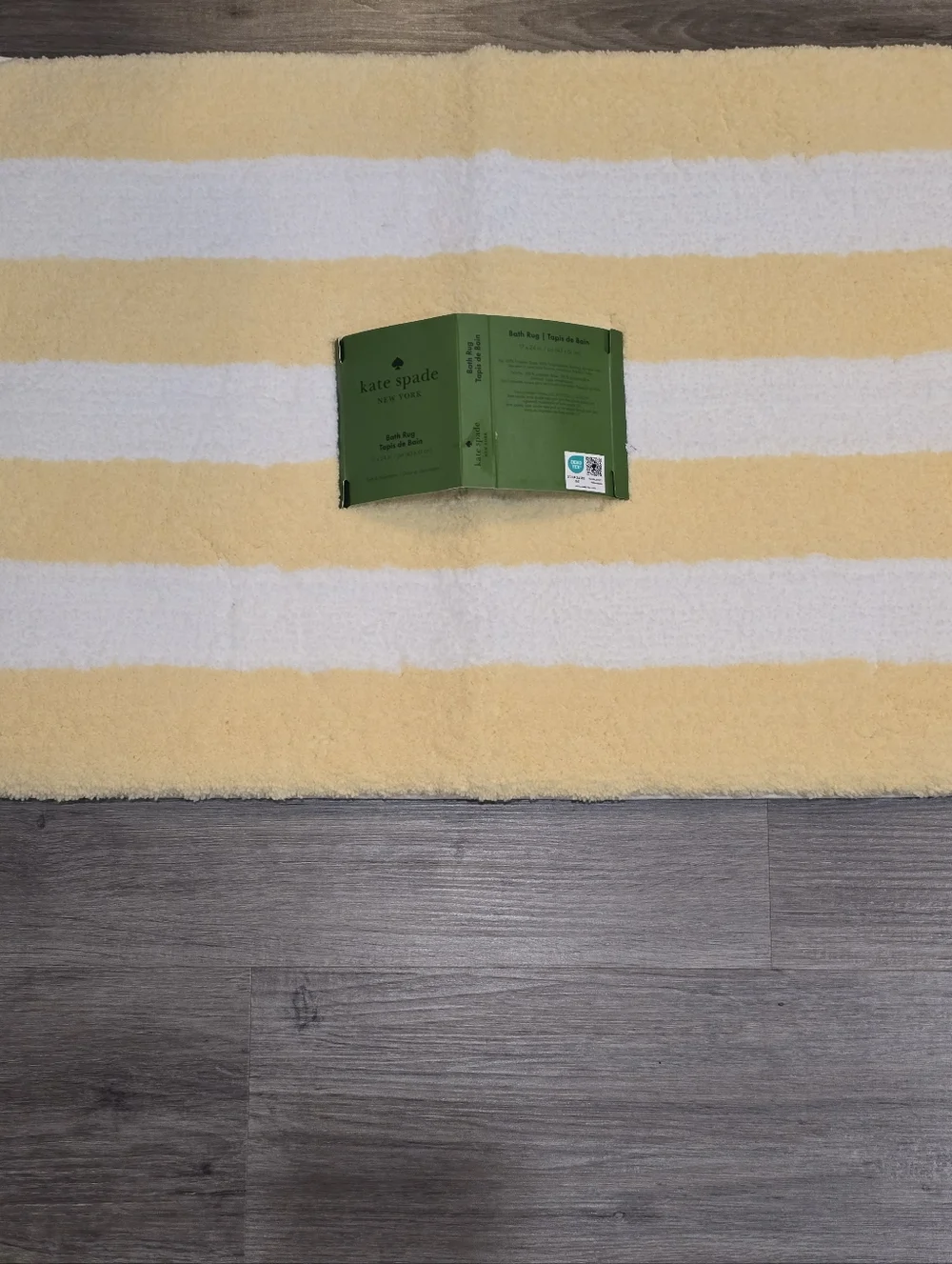 Kate Spade New York Yellow & White Stripe Plush Bath Rug